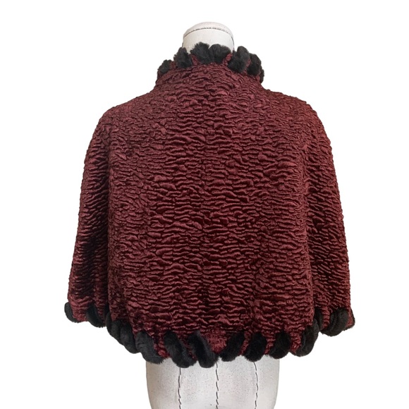 Vintage y2k Sue Wong Nocturne Faux Fur Caplet Cape Wrap Jacket - Picture 6 of 12